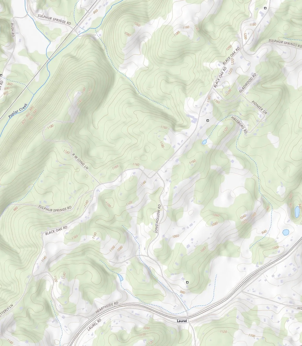 The lots around this property, colored by size